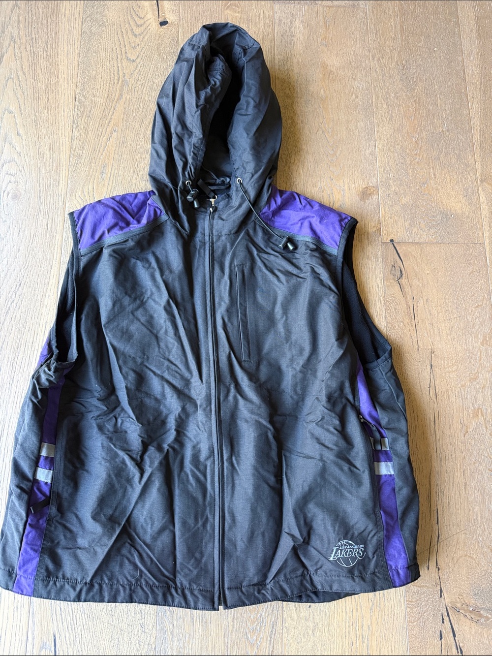Vintage Hooded Lakers Vest in Black and Purple